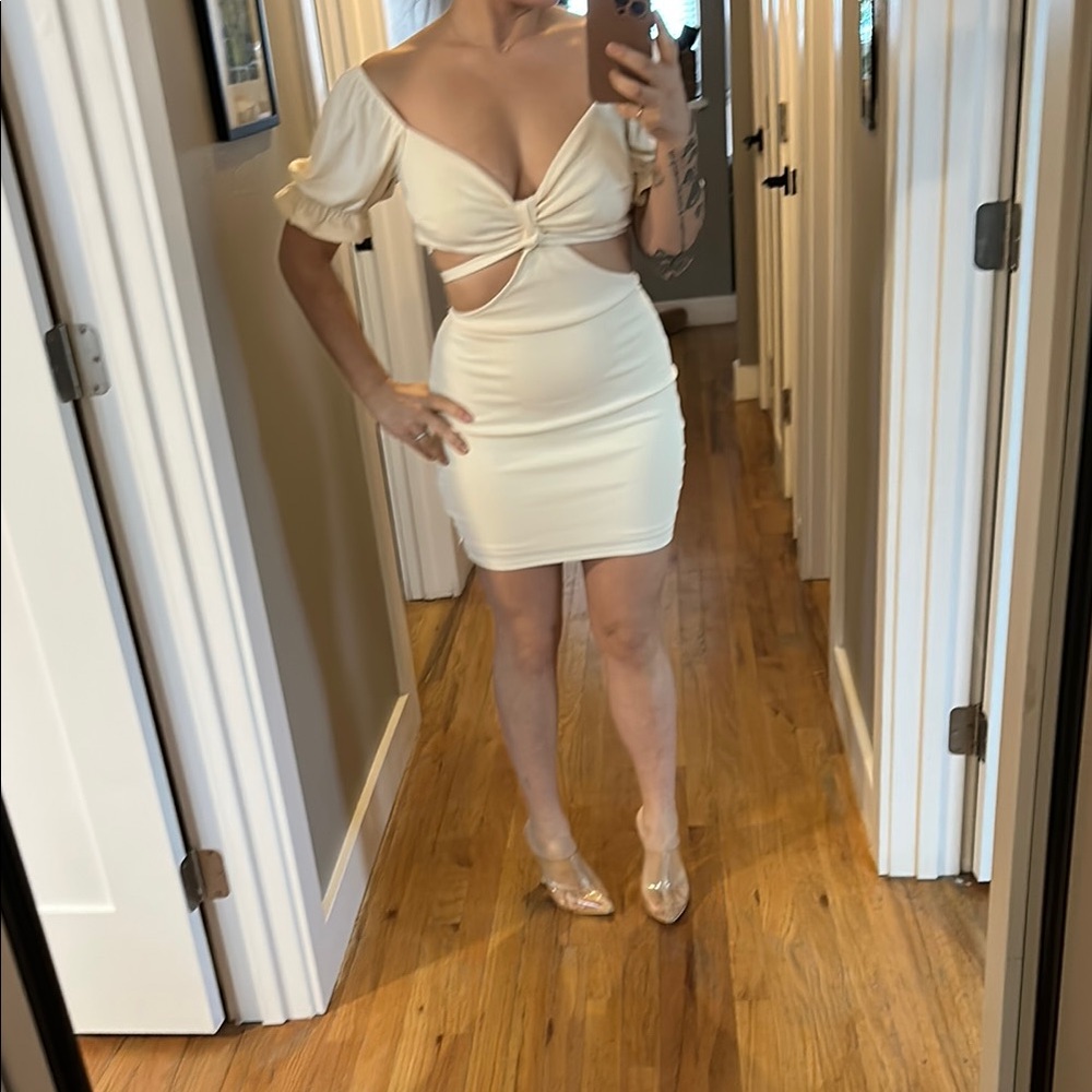 Elegant Cream Off-Shoulder Dress
